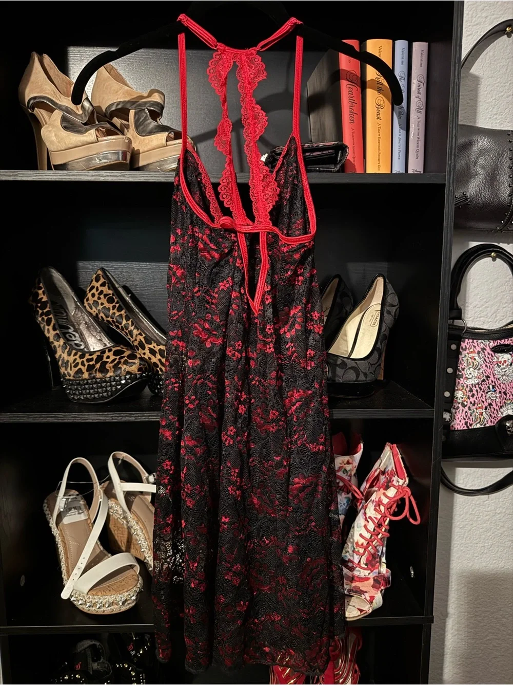 Secret Treasures Red & Black Lace Chemise